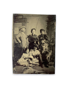 Funny Family Group Photo Switching Hats Tintype