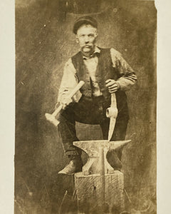 Blacksmith with Anvil Portrait RPPC
